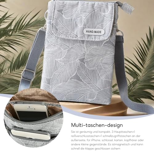 dogmoon Handytasche Zum Umhängen, Handy Umhängetasche Damen, Leichte Crossbody Umhängetasche, Handy Tasche Damen Multifunktionale Damen Handytasche Mit Schultergurt für Alltag Schule Einkauf (Grau)