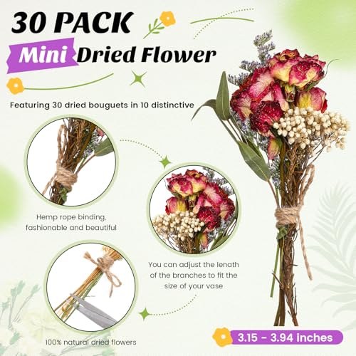 Mini ramilletes flores secas Olvídame 30 piezas miniatura 2