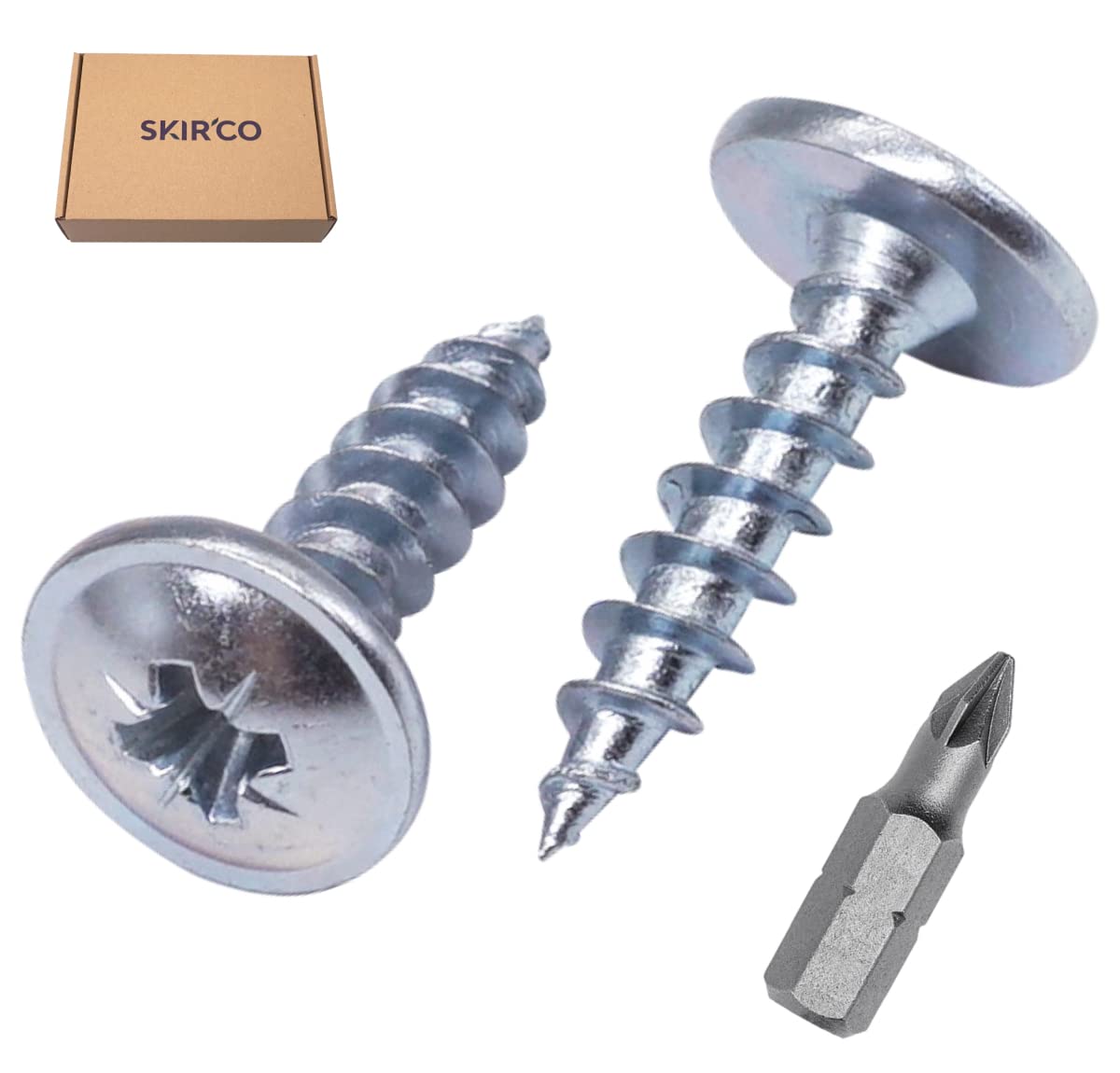 SKIR'CO (800 pcs) Zinc Plated Steel 5.0 x 16 mm Silver Wood Screws, Metal Screws, Wafer Head, Pozidriv, Self Tapping - Image 2