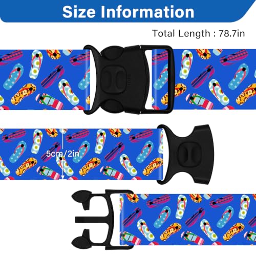 Image of Luggage Straps for Suitcases, Travel Adjustable Belt with Quick Release Buckle, Heavy Duty Nylon Bag Packing Strap, Unique Bright Identifiers Business Travel Accessories (2 Pack) - Blue Shoes