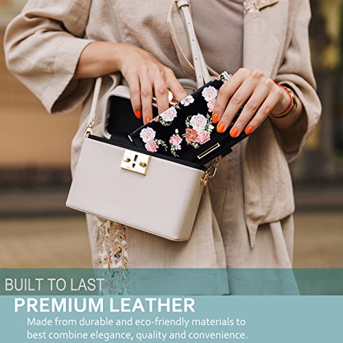 Rsaquar Checkbook Cover For Women & Men, Luxury Premium Leather Wallet For Duplicate Checks With Rfid Blocking (Flowers) #TOP4