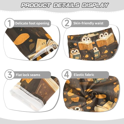 ALAZA Girls' Leggings Children's Yoga Pants Skinny Printed Dance Owl Reading Comfortable 4T2