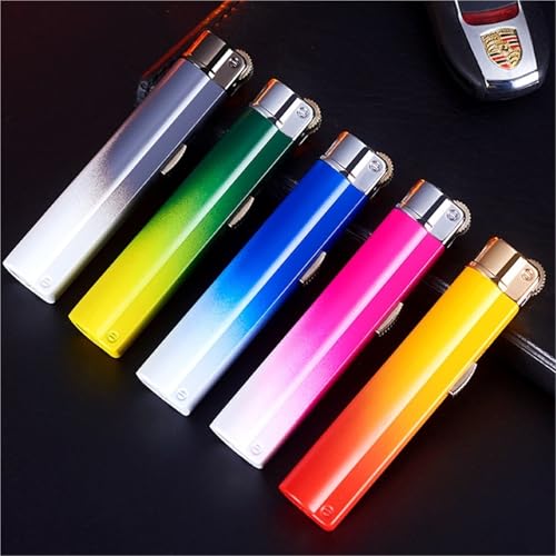 Encendedor portátil de metal resistente al viento con llama regulable y carga de butano 8