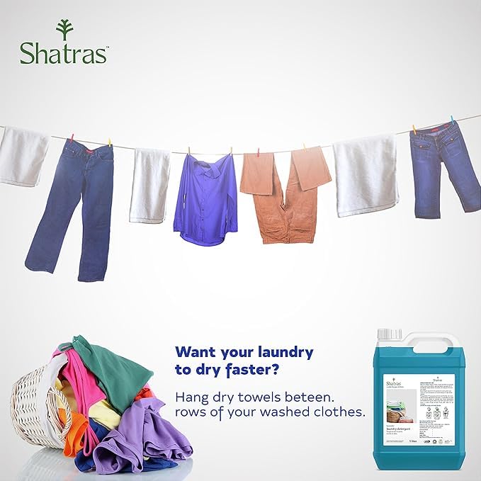 Image of Shatras Liquid Detergent, Suitable for Top Load & Front Load for Machine and Hand Wash, Eco friendly, Natural liquid detergent for all type of clothes (10L)