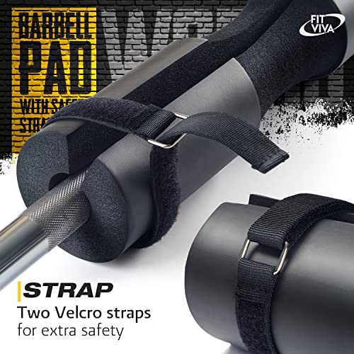 Black Barbell Pad for Standard and Olympic Barbells with Velcro Safety