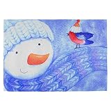 Oarencol Winter-Tischdeckchen, gestrickt, mit Schneemann-Mütze, für Weihnachten, hitzebeständig, waschbar, reinigbar, für Esstischdekoration, 45,7 x 30,5 cm, Polyester, 18