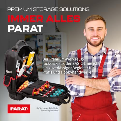 PARAT Basic Backpack Tool Backpack 23L for Electricians Robust Nylon Backpack Tool Backpack with 15 Compartments and 6 Rubber Loops with Reinforced Base - Image 3