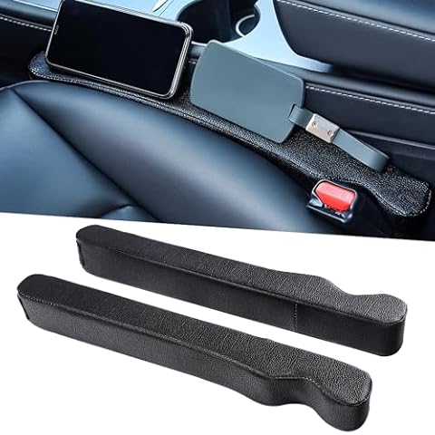 BEENLE [2 Pack] Leather Car Seat Gap Filler Universal for Car SUV Truck Fit Organizer Fill The Gap Between Seat and Console Stop Cellphone, Wallet, Keys, Coins from Dropping Cover