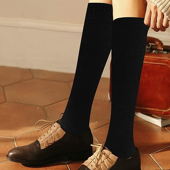Image of WKLOUYHE 3 Pairs School Uniform Cotton Knee High Socks Athletic Sports Soccer Socks Tube Sock for Girls and Boys