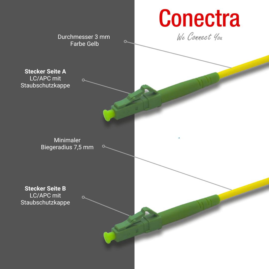 75m Câble Fibre Optique | LC/APC - LC/APC | Jaune | Idéal pour les réseaux domestiques FTTH | Compatible avec Orange, SFR, Bouygues Telecom, Free | Rallonge Câble (Longueur 75 Mètres)