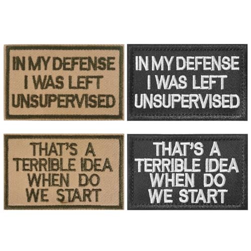 IANZE in My Defense I was Left Unsupervised Tactical Patches, Hook & Loop Patch Full Embroidery Patches 2Pcs