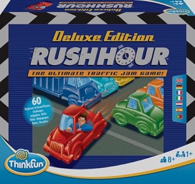 ThinkFun - Rush Hour Deluxe, Juegos de Mesa Niños 8 Años, Rompecabezas Niños, Juego de Mesa 8 años o más, Juegos Infantiles, Juego de Lógica, Juguetes para Niño, +1 Jugador, 60 Desafios | Ya disponible en tu tienda friki favorita! En mundofriki.es!