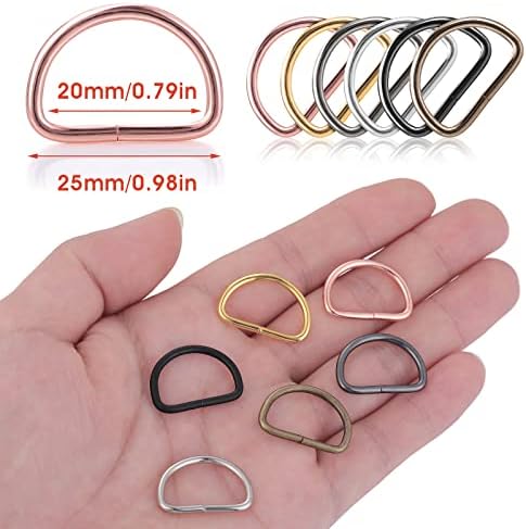 Yolev 60 Pieces Metal D Rings D-Shape Buckle Clips Mixed Color D-Rings for Purse Keychains Dog Leash Hand DIY Accessories