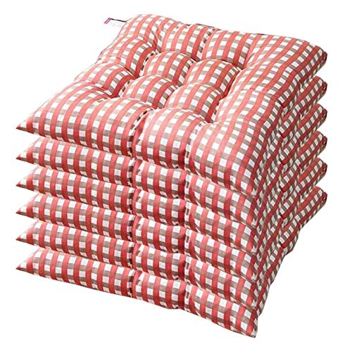 LanXin Juego de 6 Acolchada Silla de cojín del Asiento Cojines de la Silla del Amortiguador de Asiento de ratón del jardín de Cocina Silla de Comedor con Las Correas 40x40cm Mat (Color : Orange) Cover