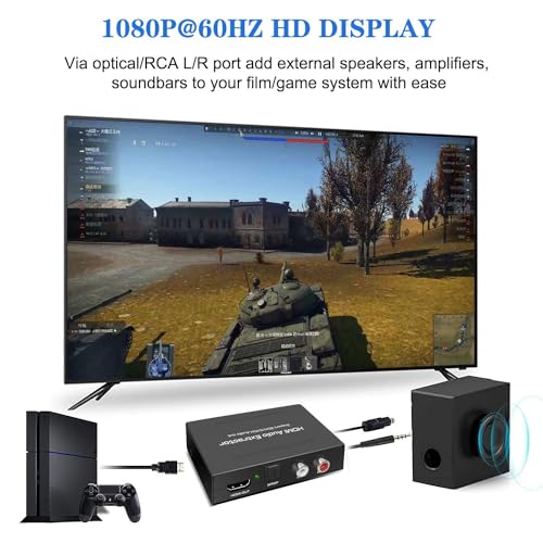 Image of Etzin 4K@30HZ HDMI Audio Extractor Splitter,HDMI to HDMI Audio Converter+Optical Toslink SPDIF+RCA L /R Stereo Analog Audio, Compatible with Gaming Console and Tv Box and More-EPL-562H.