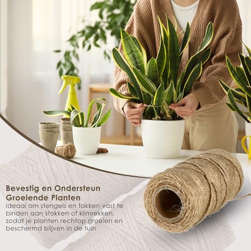 Cuerda de yute de 2mm resistente y biodegradable para entutorar plantas y regalos 8
