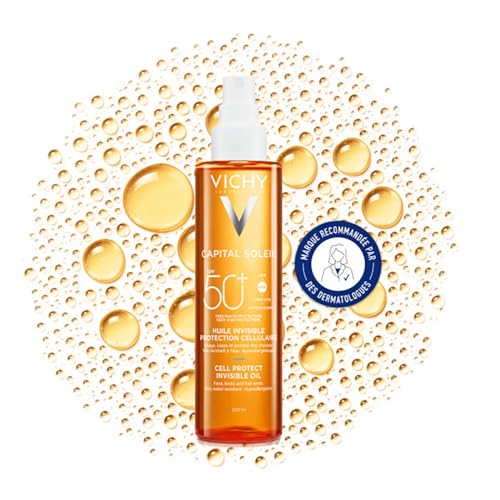 Huile Solaire SPF50+ Vichy solution peaux sensibles contre les coups de soleil et le sel