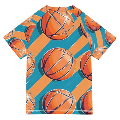 Boys Swing Shirts Basketball Sport Ball Rashguard Short Sleeve Kids T-Shirts Sun UPF 50+2