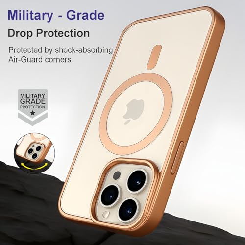 Image of AIBEX Clear Mag-Saf Case for iPhone 16 Pro Max - 1,500 G Strong Magnetic Lock, Crystal-Clear Anti-Yellowing Back | Military-Grade Drop Protection | Camera Guard, Slim & Lightweight - Brown