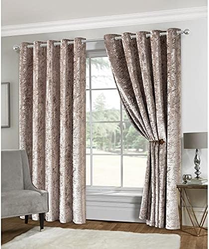 Lewis's Amelia Crushed Velvet Curtains  Blackout Eyelet Curtains for Living Room / Bedroom, 66 x 54-inch, Charcoal, Set of 2