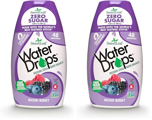 Image of SweetLeaf Water Flavoring Drops- Stevia Water Enhancer, Sugar Free, Zero Calorie Water Additive for Flavor, Contains Monk Fruit Extract, Gluten Free, Keto Friendly- Mixed Berry, 1.62 Fl Oz (Pack of 2)