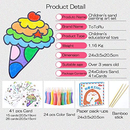 Toptime Sand Art Kits For Kids, 24 Bottles Colored Sand 41 Sheets Sand Art Painting Cards, Sand Art Kit Kids' Sand Art Kits Colored Sand Art Kit For Children Art Toy For Boys Girls Diy Arts And Crafts #TOP6