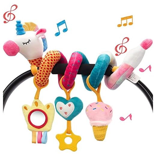 hahaland Colgantes para Cochecitos Juguetes Bebes 0 3 6 12 Meses, Espiral Actividades Juguetes Colgantes con Mordedor y Sonajero, Suave Peluches para Bebes Niños y Niñas Regalos Originales