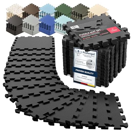 Esterilla Puzzle para Suelos de Gimnasio y Fitness | Set de Protección de Goma Espuma, Alfombrilla Protectora Expandible de 18 Losas + Bordes | Colchonetas para Máquinas de Deporte, Fácil de Limpia