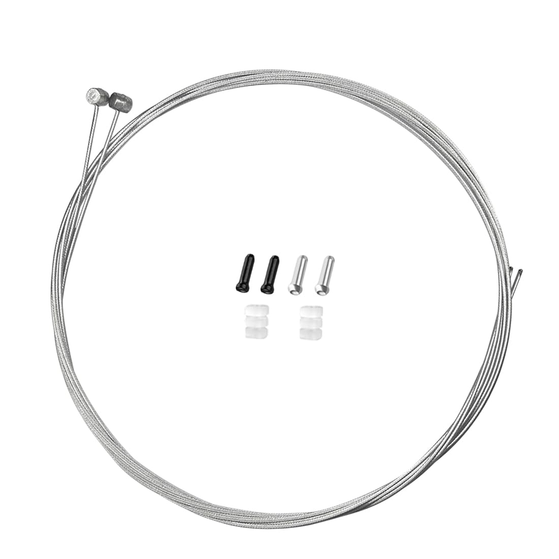 TAPKUA Pack of 2 Bicycle Brake Cable, 2500 mm Bowden Cable Bicycle Brake Cable with Bowden Cable End Caps / O-Ring for Mountain Bike, Road Bike