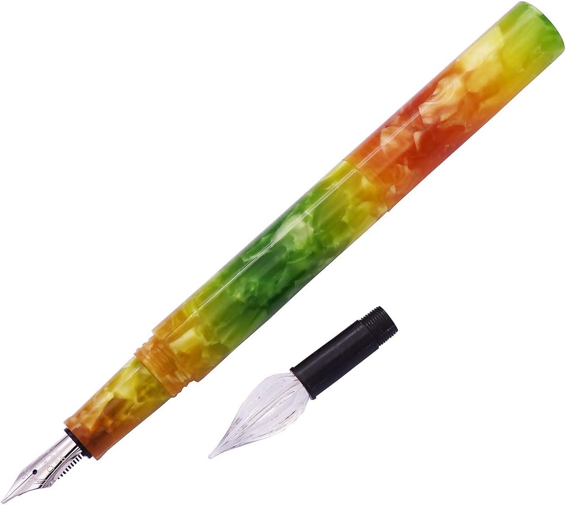 Fountain Pen Fine Nib & Glass Dip Pen Autumn Leaf