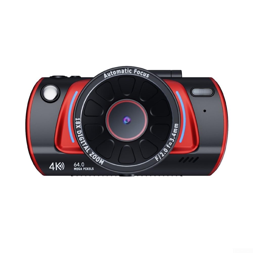 Fotocamera digitale 4K con schermo flip a 180°, WiFi abilitato, risoluzione immagine 64 MP, zoom 18x, corpo compatto in ABS per studenti di viaggio Vlogging, nero (nero)