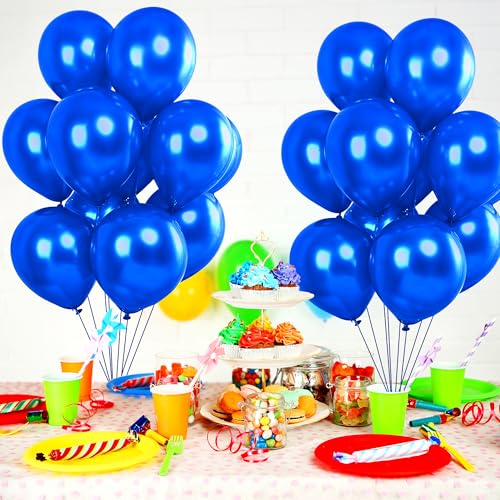 Image of Party Propz Blue Balloons For Decoration - 25 Pcs Blue Balloons For Birthday Decoration | birthday Decoration | blue birthday Decoration Kit | Metallic Balloons For Decoration (Latex)