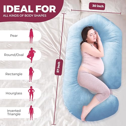 Image of Pregnancy Pillows for Sleeping - 57-Inch Maternity Pillow for Pregnant Women with Removable Washable Cover - Support for Back, Belly, Neck, Legs, & Hips - V C U Shaped Full Body Pillow