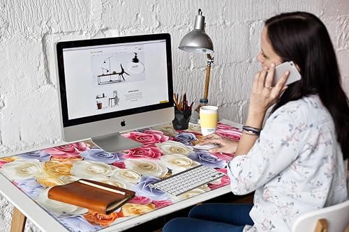 Image of Giant 48x24 Large Mouse Pad XXXL Desk Mat Gaming Mousepad Huge Desk Pad Pink Rose 4XL Full Computer Mat for Protector Desktop Wireless