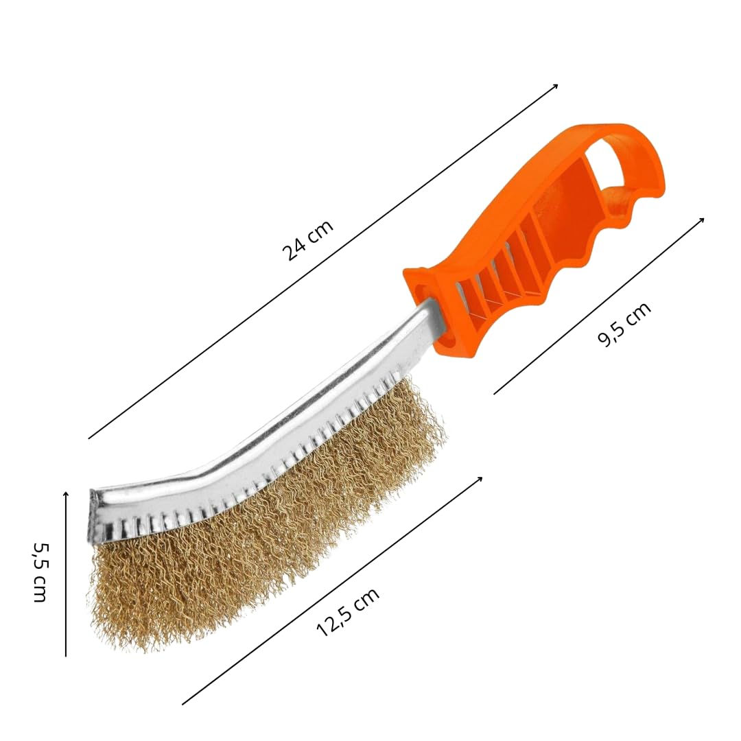 PARENCE.- Szczotka mosiężna z plastikową rączką - Wielofunkcyjna torba wykonana ze stali metalowej, do czyszczenia, barwienia - DIY, mechaniczna -24cm