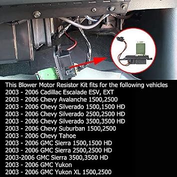89019088 HVAC Front Blower Motor Resistor for C'adillac Escalade Chevy Avalanche Silverado Suburban Tahoe GMC Sierra Yukon 2003 2004 2005 2006 Part# RU571 973-405