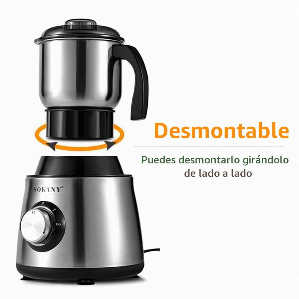 SOKANY 500W Molinillo de café eléctrico, Capacidad 300g, Molinillos de Especias, Acero Inoxidable, para Semillas Especias Frutos Secos Molinillo