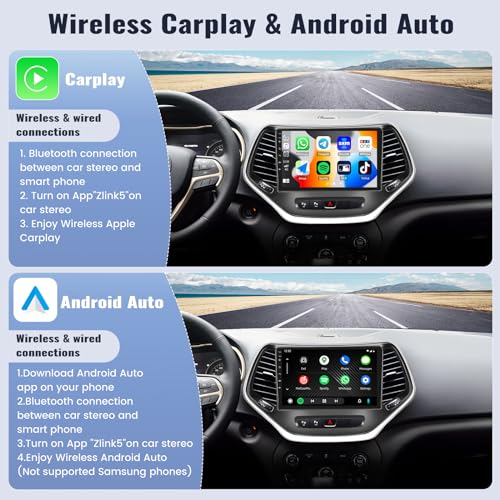 SIXWIN Estéreo automotivo para Jeep Cherokee 2015 com rádio sem fio CarPlay Android Auto 2G + 32G te