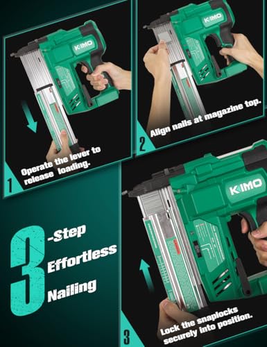 KIMO 18 Gauge Nail Gun Cordless with Battery 2.0Ah X 2, 1000pcs Nails and Staples, 2 Firing Modes, 180 Nails/min, Adjustable Nailing Depth, 2 in 1 Cordless Brad Nailer and Stapler for DIY Project