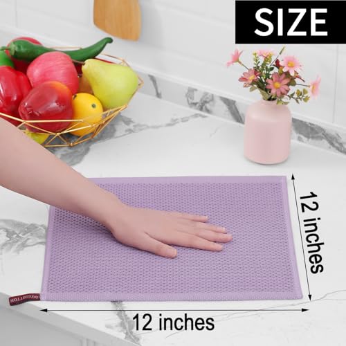 Image of Homaxy 100% Cotton Waffle Weave Kitchen Dish Cloths, Ultra Soft Absorbent Quick Drying Dish Towels, 12 x 12 Inches, 6-Pack, Lavender