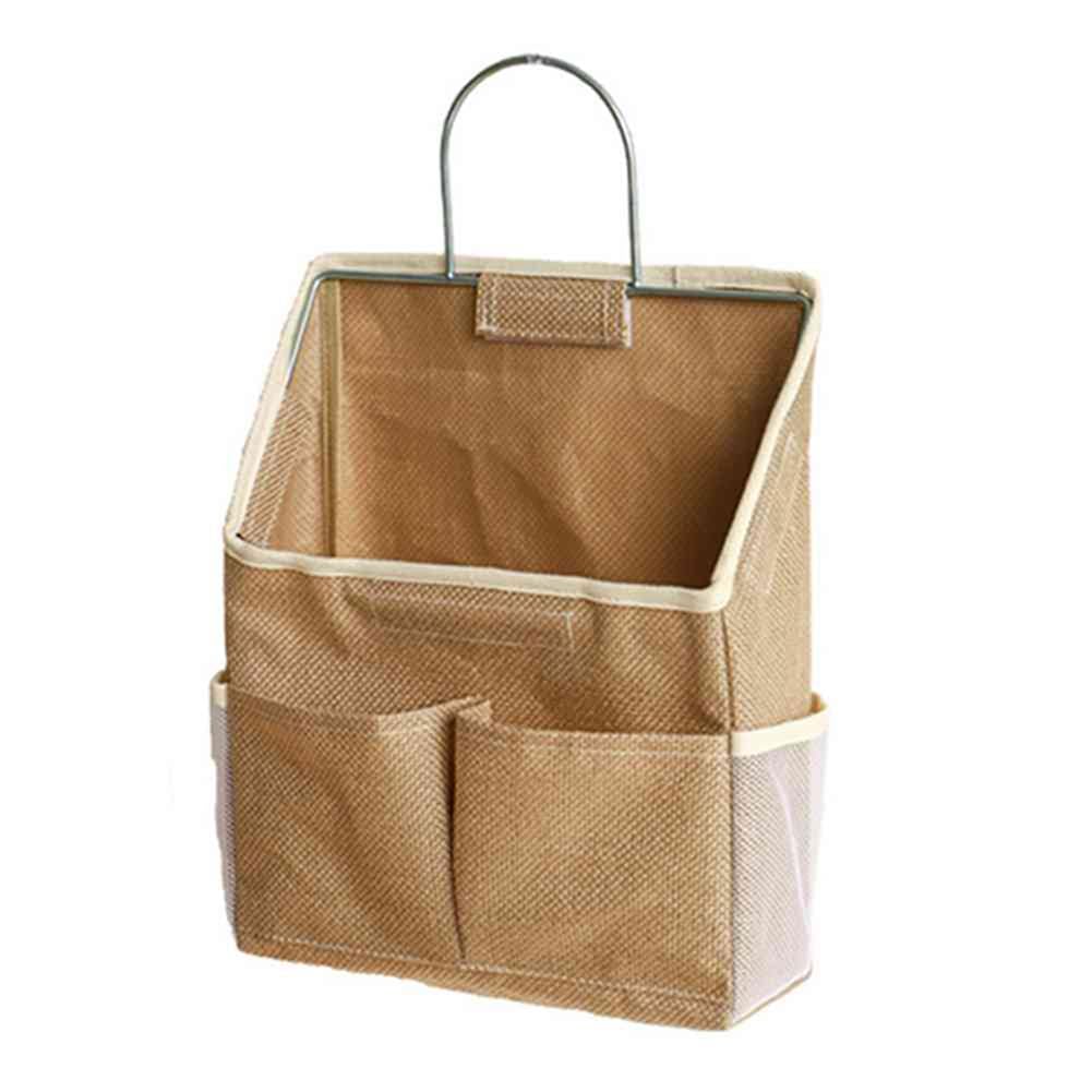 CTRLZS Hanging Storage Bag on Dormitory Wall Wall Door Wardrobe Desktop Fabric Bag CD Magazine Organization Basket,Jute
