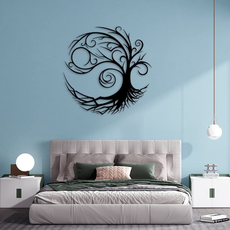 Décor de Sculpture Murale Arbre de Vie, Art de L'arbre de Vie, Signe Abstrait de Famille D'arbre En Métal, Accueil 3D Signes D'œuvres D'art À Suspendre Au Mur (Size : 23.6IN/60cm)