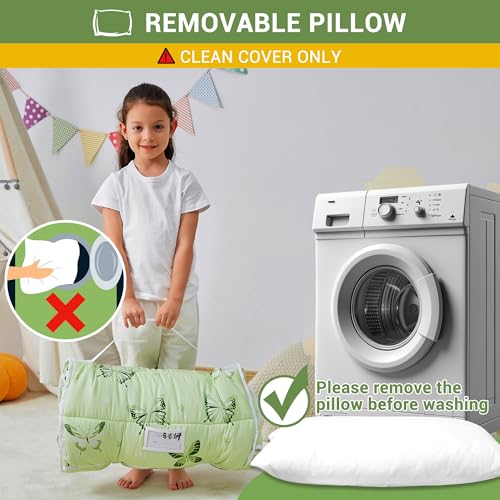 image for lasoftan Toddler Nap Mat with Pillow and Blanket, Extra Large Rolled N