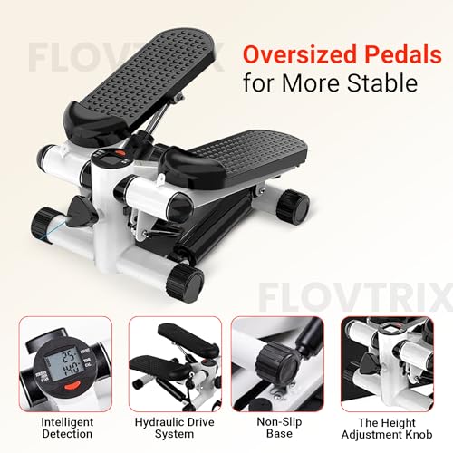 Image of Portable 2-in-1 Mini Stepper Machine with Adjustable Resistance Bands, LCD Monitor,Legs, Thighs, Waist,Tone Your Buttocks, Cardio Exercise and 2 Bungee Cords for Home /Gym Workouts for All.