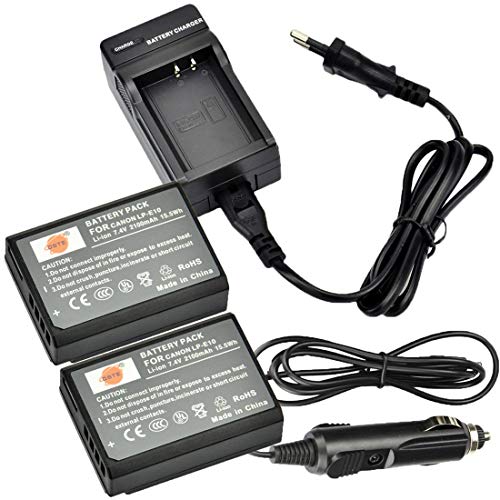 DSTE 2 Pieza Repuesto Batería y DC117E Viaje Cargador Compatible para Canon LP E10 EOS 1100D EOS 1200D/EOS Kiss X50/EOS Kiss X70 EOS Rebel T3 EOS Rebel T5 Digital Cámara