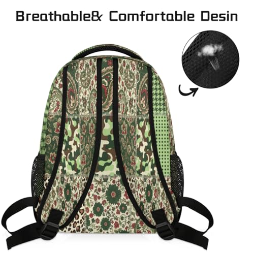 Mochila escolar para laptop de 15.6 pulgadas ligera y cómoda con camuflaje de cachemira 4