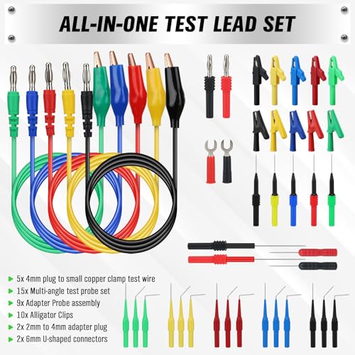 Image of SWANLAKE 43-Piece Back Probe Kit, 30A Multi-Angle Test Probe, 4mm Banana Plug to Copper Alligator Clips, U-Shaped Connectors, Automotive Electrical Circuit Diagnosis Car Repairing Tools