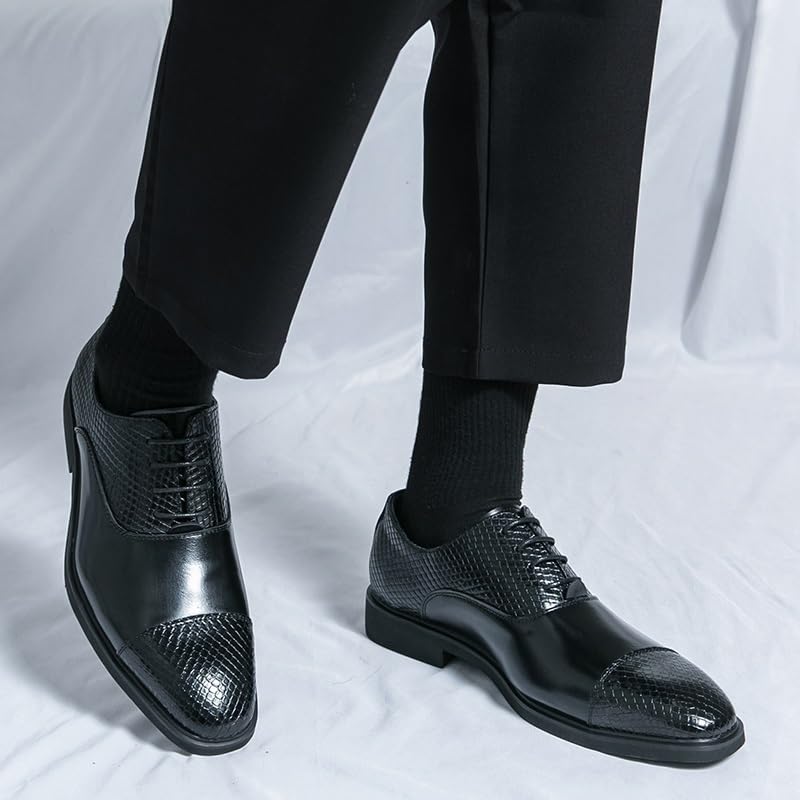 Men's Leather Lace-Up Oxford Shoes Formal Business Dress Footwear for Office Wedding Suit Tuxedo Party Look4