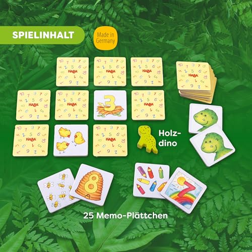 HABA Zahlendino – Zahlen- und Memospiel zum Rechnen- und Mengenlernen für Kinder von 3-8 Jahren, inklusive Variante für 1 Spieler – 1004928001