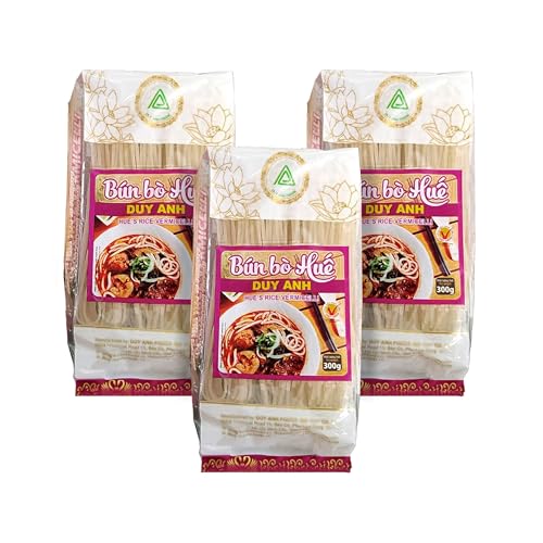 【DUY ANH】乾燥米麺(太麺) BUN BO HUE 300g、3袋[本格ベトナム麺」 ブンボーフエ用 300g|フォー・ブン・アジアンヌードル|グルテンフリー 太麺タイプ|ベトナム直輸入 米100%